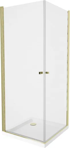 MEXEN/S PRETORIA duo sprchový kout 80 x 70, transparent, zlatá + vanička včetně sifonu 852-080-070-50-02-4010G