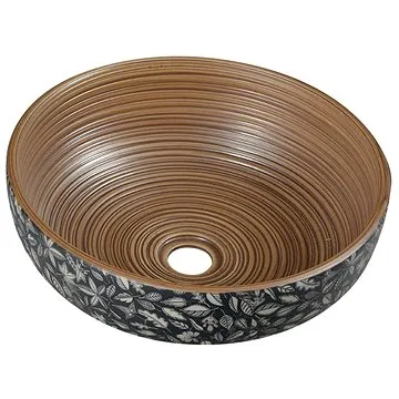 SAPHO PRIORI keramické umyvadlo, průměr 41 cm, 15 cm, hnědá s modrým vzorem                          (PI023)