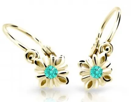 Cutie Jewellery Půvabné dětské náušnice ze žlutého zlata C2261-10-X-1 světle zelená