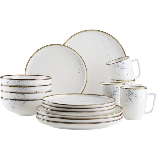 Mäser 16dílná sada nádobí Pintar White modré tečky