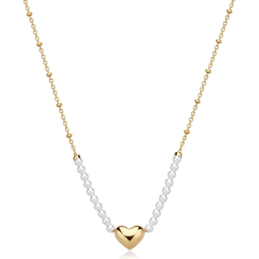 S'Agapõ Romantický pozlacený náhrdelník s perlami Stellar SSE34