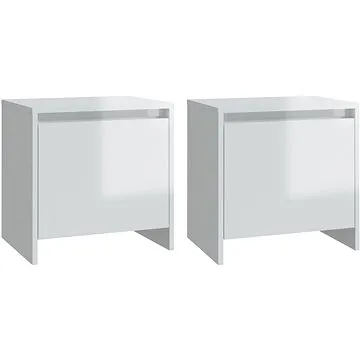 SHUMEE Noční stolky 2 ks bílé vysoký lesk 45 × 34 × 44,5 cm dřevotříska, 809876 (809876)