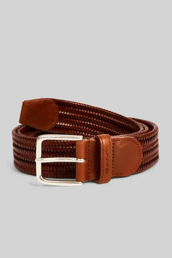 OPASEK GANT LEATHER ELASTIC BRAIDED BELT WEATHERED BROWN