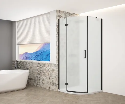 GELCO TRINITY BLACK čtvrtkruhový kout 900x900  pravý, matné sklo, GT6590MR-B GT6590MR-B