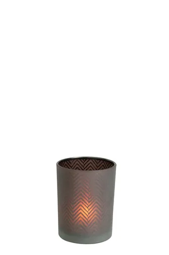 Hnědý skleněný svícen Chef M  - 10*10*12,5 cm J-Line by Jolipa