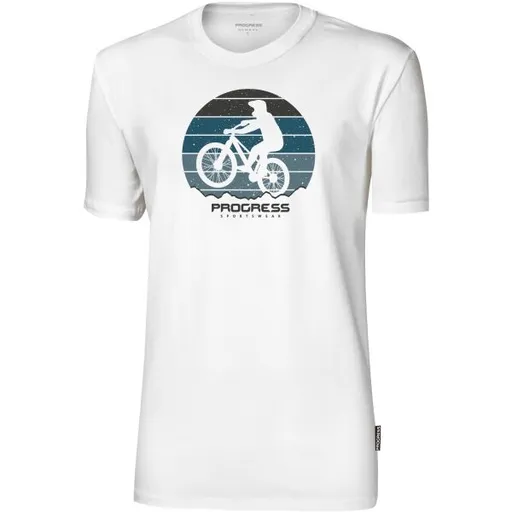 PROGRESS BARBAR BIKER Pánské bambusové triko, bílá, velikost