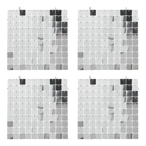 DISCO Nástěnná dekorace 30 x 30 cm 4 ks - stříbrná