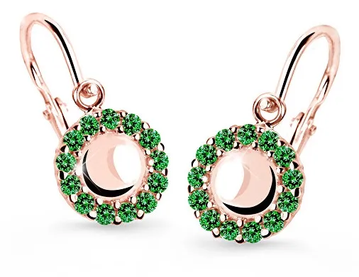 Cutie Jewellery Dětské náušnice z růžového zlata C2750-10-X-4 zelená