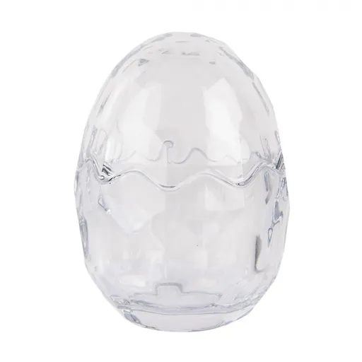 Skleněná dóza s víkem ve tvaru vejce – Ø 9*12 cm 6GL4945