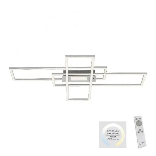 LEUCHTEN DIREKT is JUST LIGHT LED stropní svítidlo stříbrná barva 99x69cm, hranaté, stmívatelné, downlight+sidelight 2700-5000K