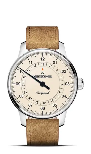 MeisterSinger Perigraph 38mm BM1103 - Hnědý semišový řemínek