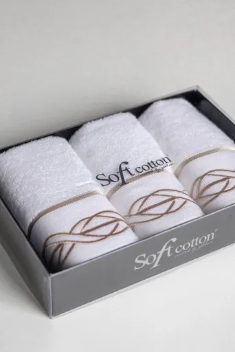 Dárková sada malých ručníků VITA, 3 ks Bílá / béžová výšivka