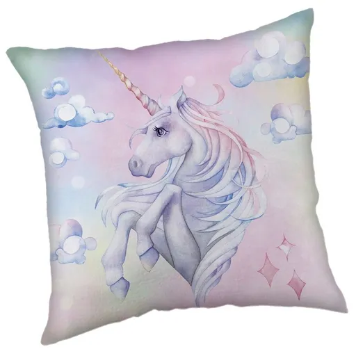 Jerry Fabrics Dětský polštářek s potiskem - Jednorožec Rainbow | 40 x 40 cm