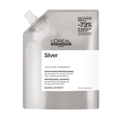L'Oréal Professionnel Stříbrný šampon pro šedé a bílé vlasy Magnesium Silver (Neutralising Shampoo For Grey And White Hair) 500 ml - náhradní náplň