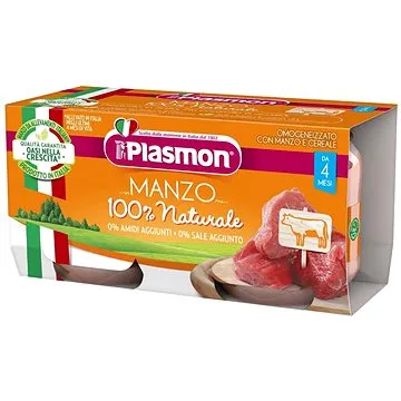 PLASMON bezlepkový masový s obilím hovězí bez škrobu a soli 2× 80 g, 4m+ (8001040016534)