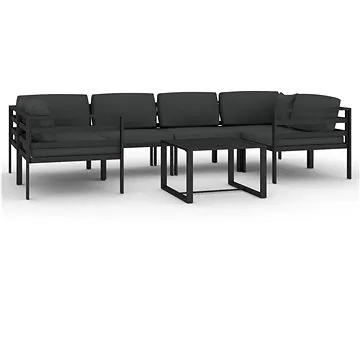 7dílná zahradní sedací souprava s poduškami hliník antracitová, 3107810 (3107810)