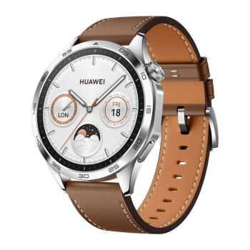 HUAWEI WATCH GT 4 46MM BROWN STRIEBORNA NEREZOVA OCEL S HNEDYM KOZENYM REMIENKOM 55020BGW