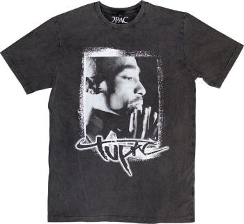 2Pac Tričko Spray Photo Stone Wash Unisex Charcoal Grey 2XL