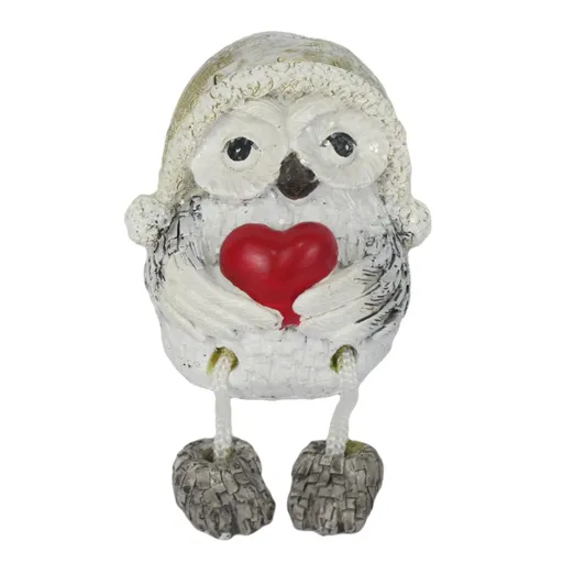 Dekorativní soška sovy se srdíčkem - 6*5*6 cm 6PR2971