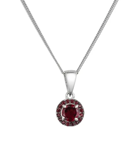 Evolution Group - Pavona Třpytivý stříbrný náhrdelník s pravými granáty 12088.3