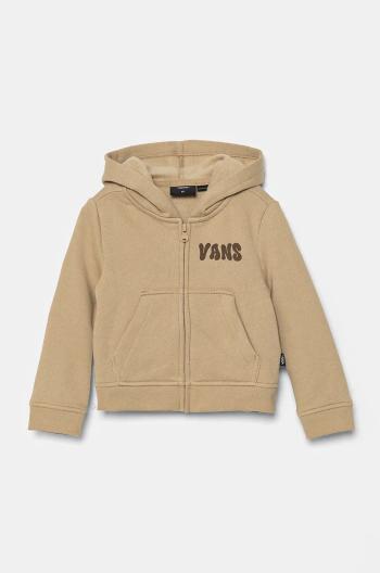 Dětská mikina Vans Happy Days Zip Hoodie béžová barva, s kapucí, s potiskem, VN000JAU4MG1