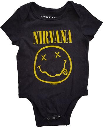 Nirvana Tričko Yellow Happy Face Kids Black 0 - 3 měs