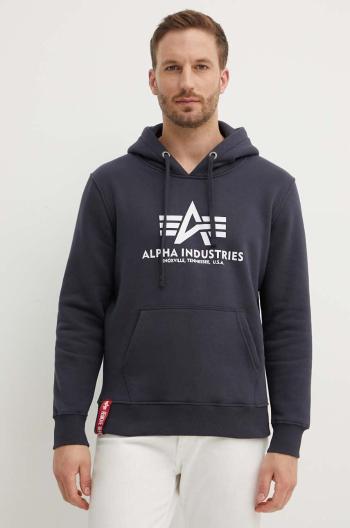 Mikina Alpha Industries Basic Hoody pánská, tmavomodrá barva, s kapucí, s potiskem, 178312.02