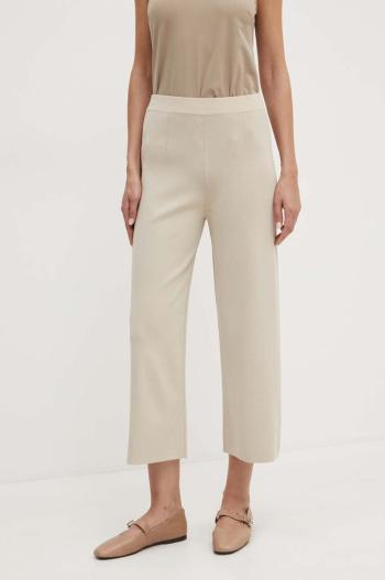 Kalhoty Max Mara Leisure dámské, béžová barva, jednoduché, high waist, 2426336017600