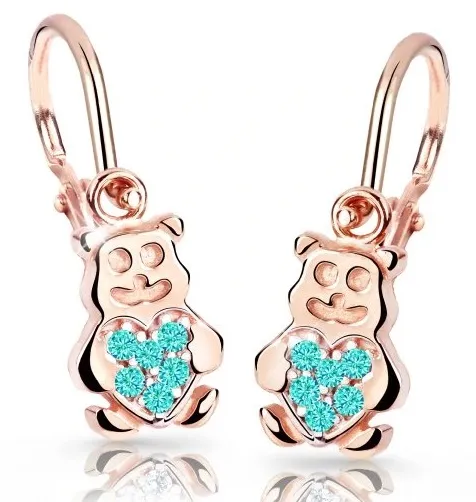 Cutie Jewellery Dětské náušnice z růžového zlata Medvídci C2751-10-X-4 světle zelená