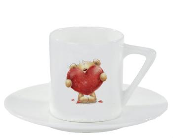 Espresso hrnek s podšálkem 100ml Teddy with heart