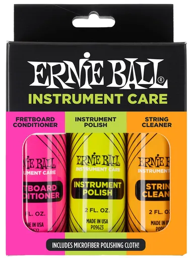 Ernie Ball Instrument Care 3-pack w/Microfiber Polish Cloth