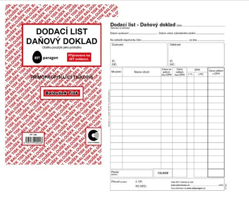 Tiskopis Dodací list - daň. dokl. A5 sam. 50 listů BALOUŠEK