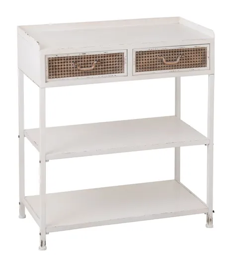Bílý antik kovový konzolový stůl se šuplíky Valio White - 75*38*84cm 25000