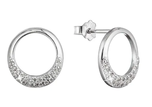 Evolution Group - Pavona Minimalistické stříbrné náušnice se zirkony 11528.1 crystal