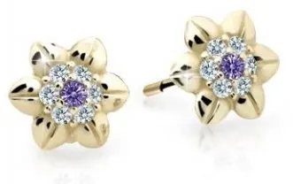 Cutie Jewellery Krásné dětské náušnice ze žlutého zlata C2202-30-X-1 fialová