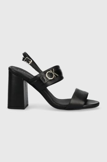 Kožené sandály Calvin Klein BLOCK HL SANDAL 85HH W/HW černá barva, HW0HW01486