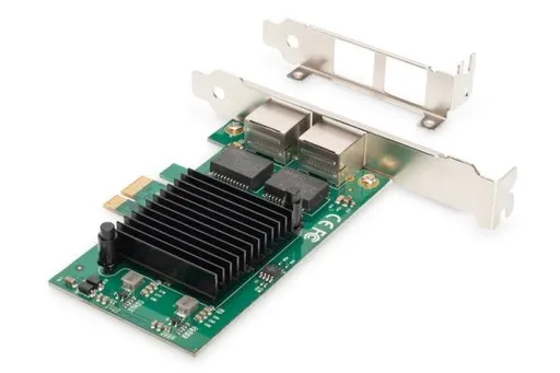 Digitus Karta Gigabit Ethernet PCI Express, dvouportová 32bitový držák s nízkým profilem, čipová sada Intel