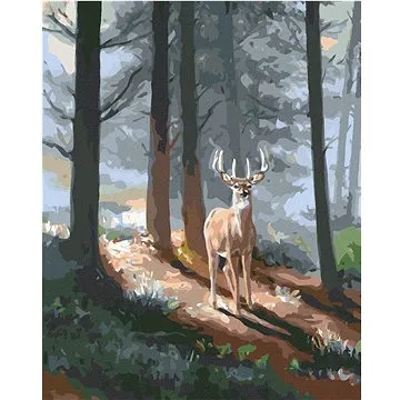 Zuty - Malování podle čísel - JELEN A JEHLIČNATÝ LES (D. RUSTY RUST), 80x100 cm, vypnuté plátno na r (HRAmmb03269nad)