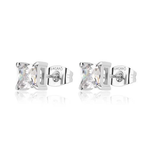 S'Agapõ Elegantní ocelové náušnice s kubickými zirkony Stellar STK14