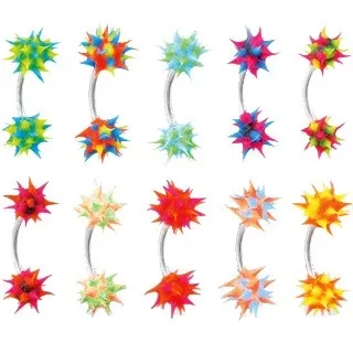 Piercing do obočí se silikonovým barevným ježkem - Barva piercing: Černá - Modrá - Růžová