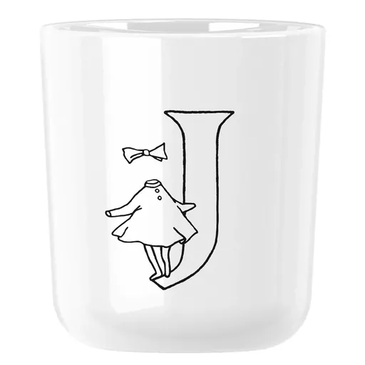 Plastový hrnek MOOMIN ABC 200 ml, písmeno J, bílá, RIG-TIG