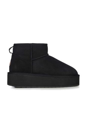 Semišové sněhule Emu Australia Stinger Micro Flatform černá barva, W13082.BLAK