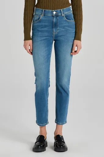 DŽÍNY GANT CROPPED SLIM JEANS MID BLUE WORN IN