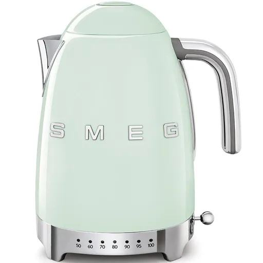 Smeg KLF04PGEU rychlovarná konvice, 1, 7 l (7 šálků), 2400 W, styl 50. let, řízení teploty, 7 programů, pastelově zelená