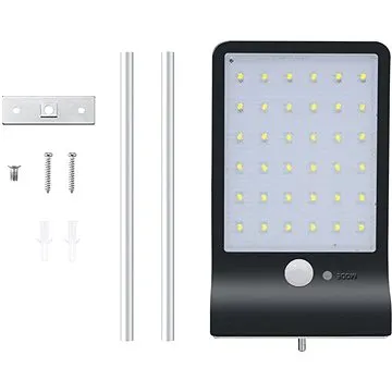 LEDSolar 36 nástěnná lampa s vysunutím černá, se sensorem, bezdrátové, 2,5 W, studená barva (8595654703534)