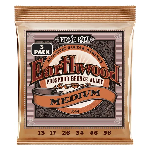 Ernie Ball 3544 Earthwood Medium Phosphor Bronze 3-Pack