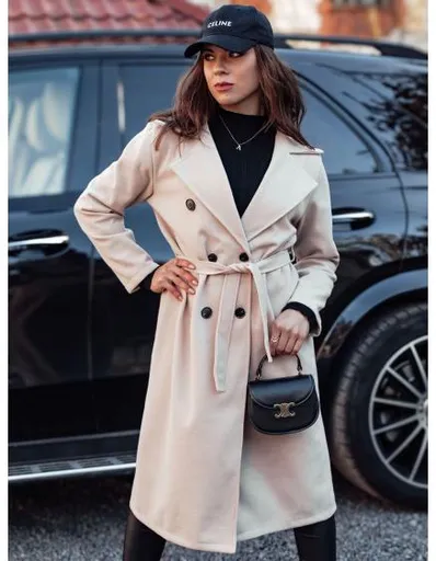 Dámský oversize kabát CASHMELY dlouhý vázací béžový