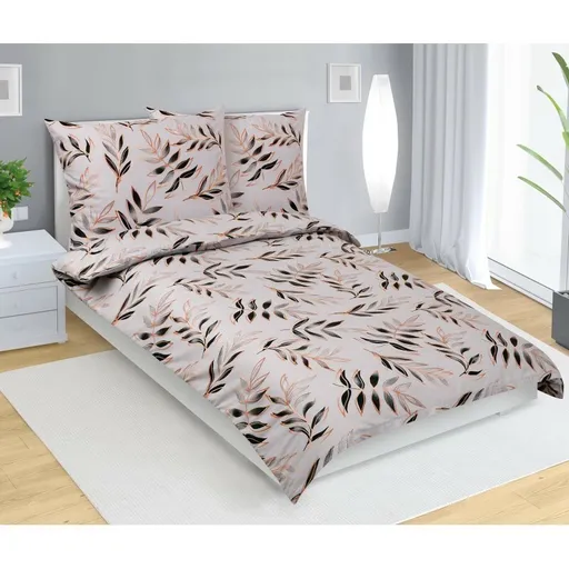 Bellatex Bavlněné povlečení List šedá, 140 x 200 cm, 70 x 90 cm, 140 x 200 cm, 70 x 90 cm