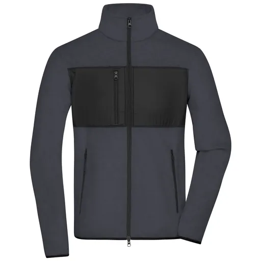 James & Nicholson (Daiber) Pánská fleecová mikina JN1312 - Tmavě šedá / černá | L