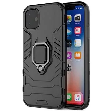 TopQ Kryt iPhone 14 Plus odolný černý s prstenem 84170 (84170)